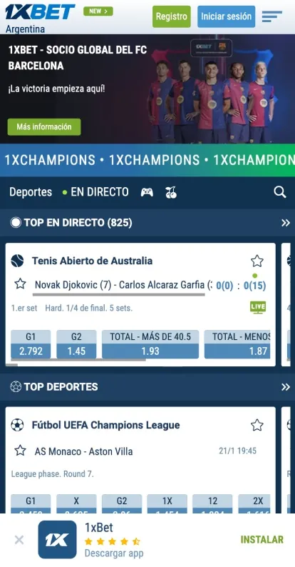 1xbet aplicación de casino