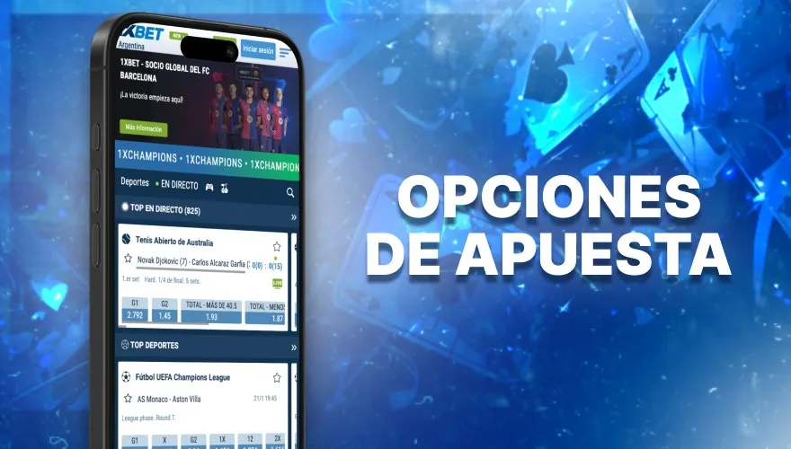opciones de apuesta en 1xbet